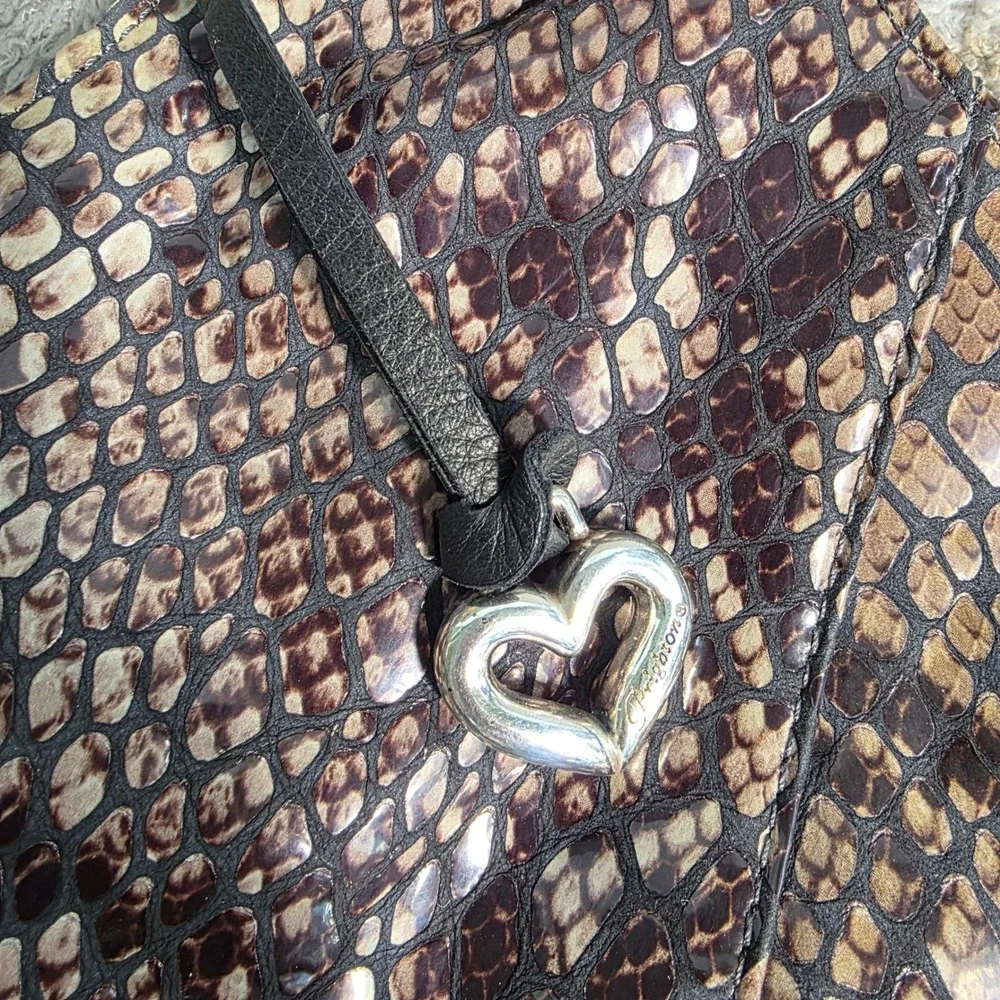 Brighton Hobo Shoulder Bag Snakeskin Print Braided Strap‎ Womens Large PRISTINE